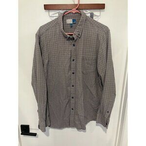 14th & Union Men's Button Down Plaid Shirt, Gray, Size XL